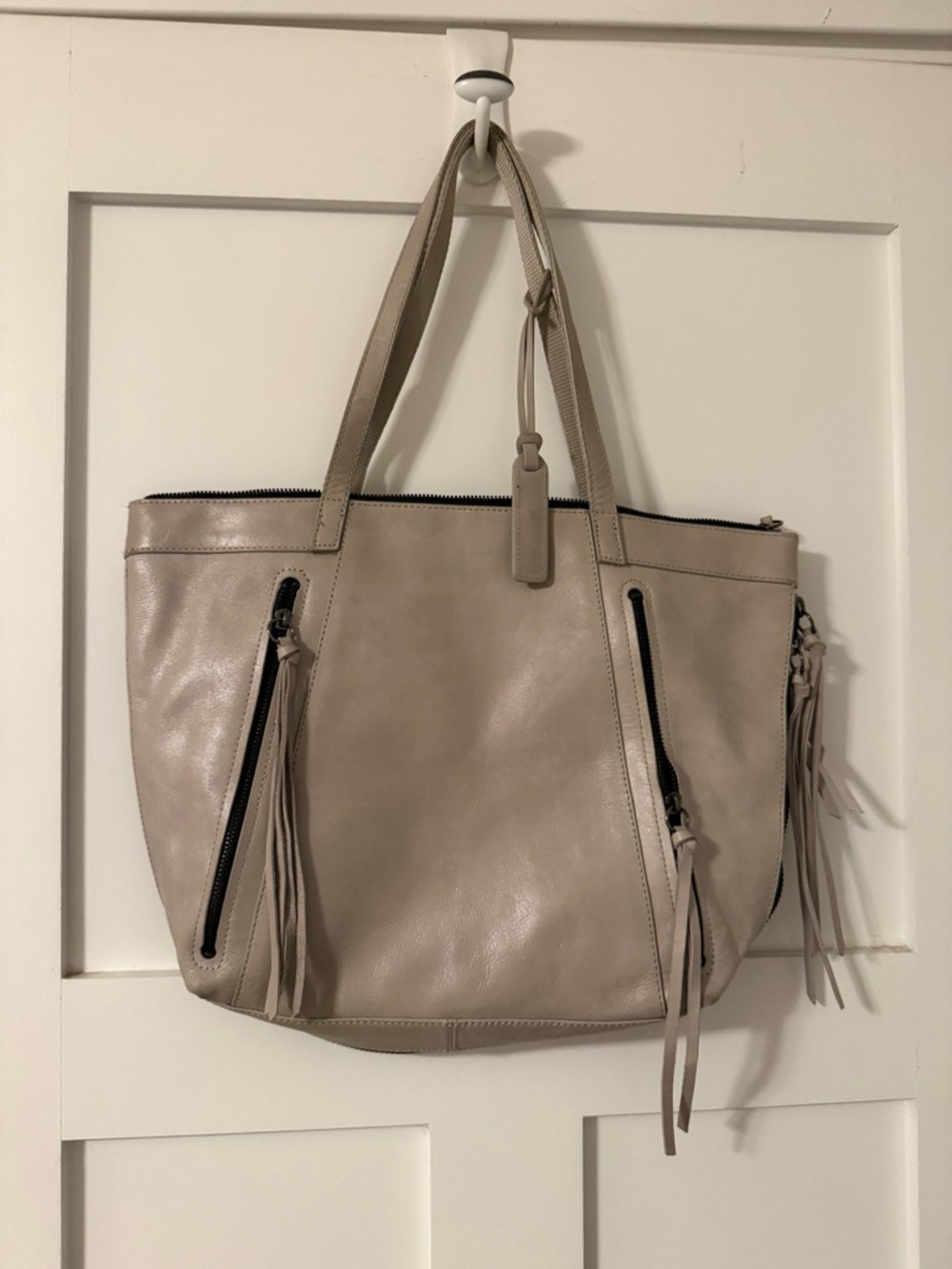 Joe's Jeans Taupe Shoulder Tote with Tassel Zippers
